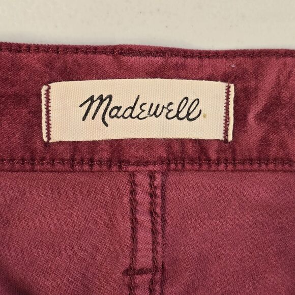 Madewell 10” High Rise Skinny Jeans Womens Red/Burgundy Velvet Size 26 (27 X 27) - Picture 10 of 15